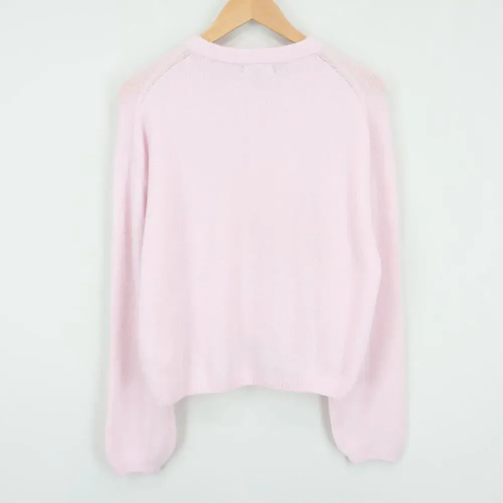 J.Crew Supersoft Bubble Hem Cardigan Peppermint Ice Pink Size Medium NWT - Picture 7 of 9